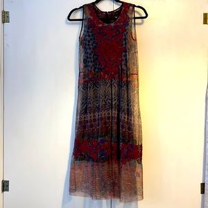 Embroidered Johnny Was dress (black cotton slip dress with embroidered overlay)